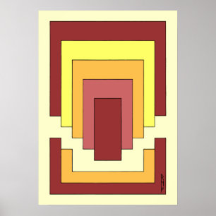Rechthoek Abstract veelkleurig (jaren '70 stijl) Poster