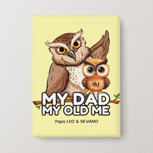 Rechthoek Button: Mijn vader Mijn oude ik (geel) Button (Voorkant)