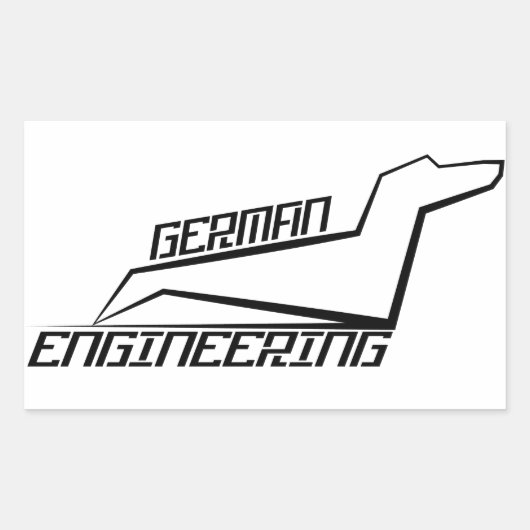 Rechthoek Dachshund Stickers - Duits Engineering (Voorkant)