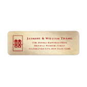 Rechthoek dubbel geluk Gold Chinese bruiloft Etiket (Voorkant)