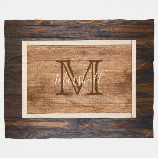 Rechthoek reusachtig monogram hout fleece deken (Voorkant (Horizontaal))