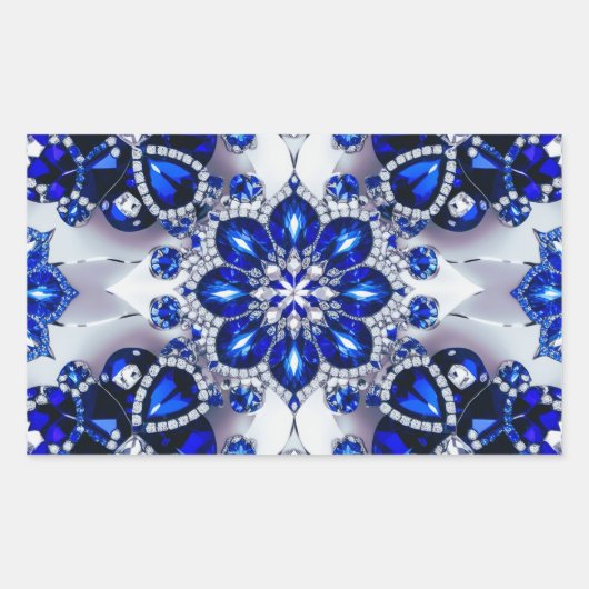 Rechthoek sticker met blauw witte kleuren (Voorkant)