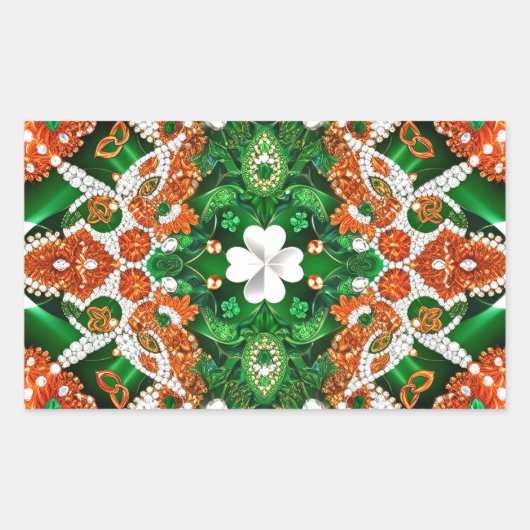 Rechthoek sticker met Ierse kleuren (Voorkant)
