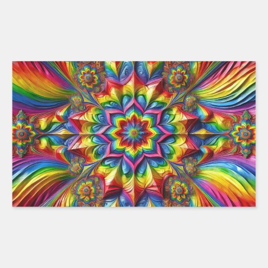 Rechthoek sticker met LGBTQ kleuren (Voorkant)