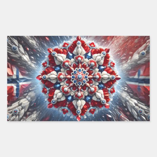 Rechthoek sticker met Noorse kleuren (Voorkant)