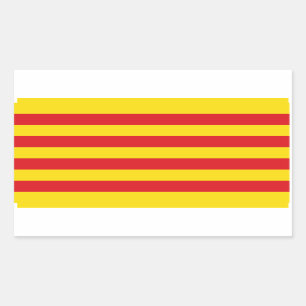Rechthoek sticker met vlag van Catalonië, Spanje