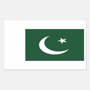 Rechthoek sticker met vlag van Pakistan