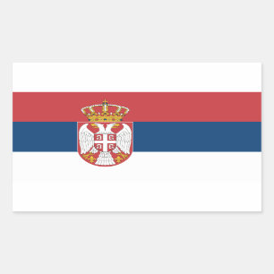 Rechthoek sticker met vlag van Servië