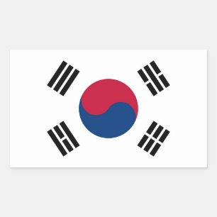 Rechthoek sticker met vlag van Zuid-Korea