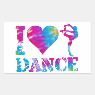 Rechthoek TieDye Heart Love Dance gymnastics Rechthoekige Sticker