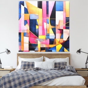 Rechthoeken en Driehoeken Geometrisch Abstract Canvas Afdruk