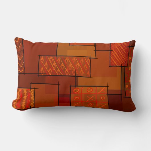 Rechthoeken, patchwork-patroon, doedelen. Schrootg Kussen (Voorkant)