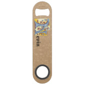 Rechthoekig blauw en rood ijuw, verlicht, letter N Speed Flessenopener (Achterkant)