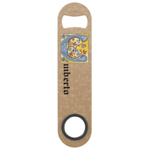 Rechthoekig blauw en rood ijuw, verlicht met lette speed flessenopener