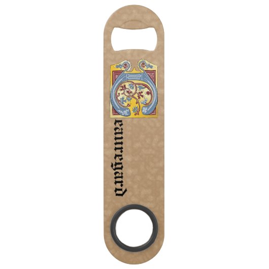 Rechthoekig blauw en rood ijzig, verlicht, letter speed flessenopener (Voorkant)