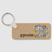 Rechthoekig blauw en rood ijzige verlichte letter  sleutelhanger (Achterkant)