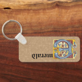 Rechthoekig blauw en rood ijzige verlichte letter  sleutelhanger (Achterkant)