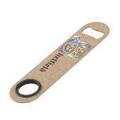 Rechthoekig blauw en rood ijzige verlichte letter  speed flessenopener (Achterkant Gekanteld)