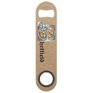 Rechthoekig blauw en rood ijzige verlichte letter  speed flessenopener