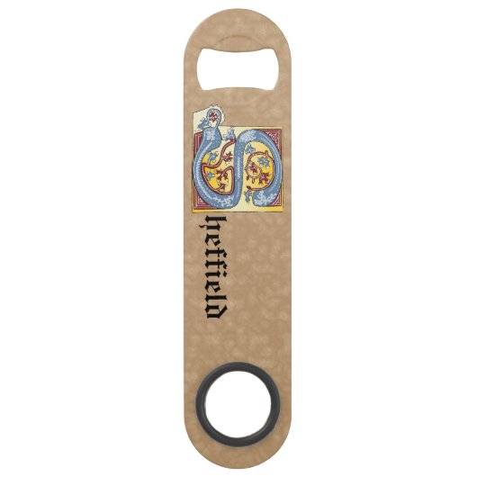 Rechthoekig blauw en rood ijzige verlichte letter speed flessenopener (Voorkant)