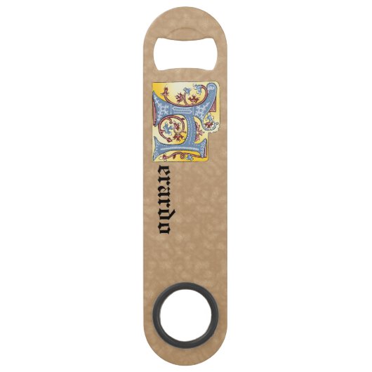 Rechthoekig blauw en rood ijzige verlichte letter speed flessenopener (Voorkant)