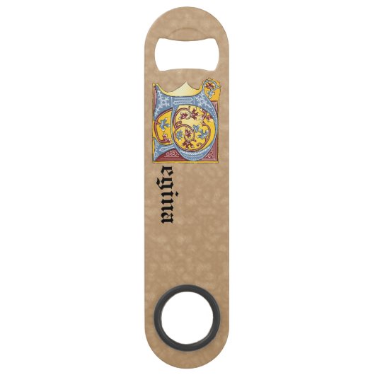 Rechthoekig blauw en rood ijzige verlichte letter speed flessenopener (Achterkant)