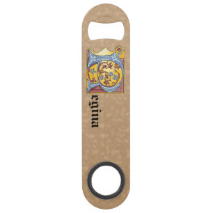 Rechthoekig blauw en rood ijzige verlichte letter  speed flessenopener