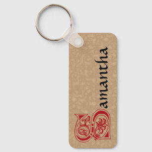 Rechthoekig decoratief kapitaal S Sleutelhanger