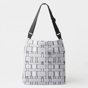 Rechthoekig patroon neutraal wit crossbody tas