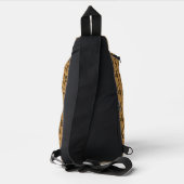 rechthoekig patroon neutrale karamel sling bag (Achterkant)