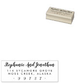 Rechthoekig rustiek trouwscript retouradres 	rubberstempel (Gestempeld)