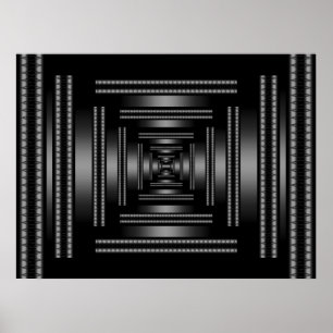 Rechthoekig zicht Zwart Abstracte Print