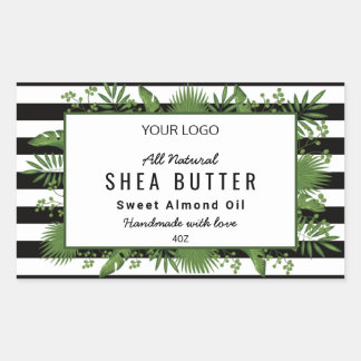 Rechthoekige groene botanische bladsticker sticker