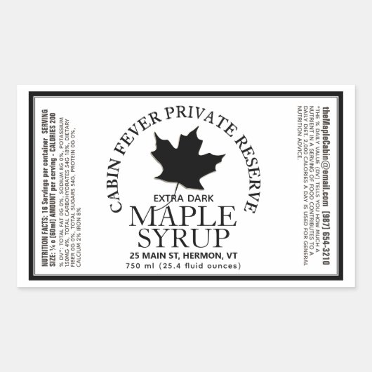 Rechthoekige mantel met voedingsfeiten sticker (Voorkant)