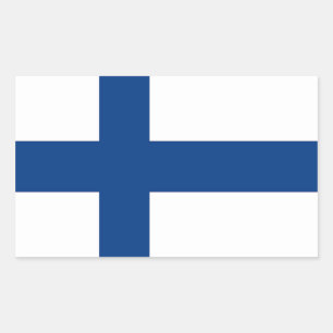 Rechthoekige sticker met Finse vlag