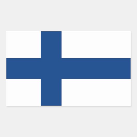 Rechthoekige sticker met Finse vlag (Voorkant)