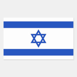 Rechthoekige sticker met Israëlische vlag
