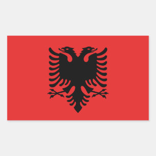 Rechthoekige sticker met vlag van Albanië