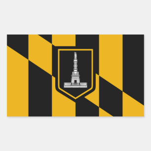 Rechthoekige sticker met vlag van Baltimore, U.S.A