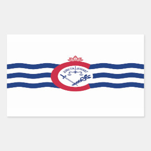 Rechthoekige sticker met vlag van Cincinnati, U.S.
