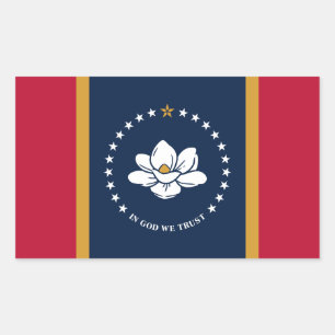 Rechthoekige sticker met vlag van de staat Mississ