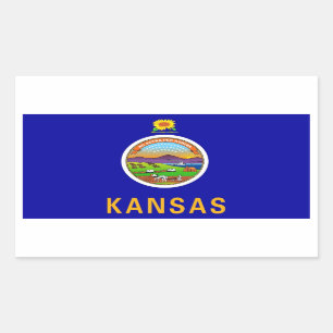 Rechthoekige sticker met vlag van Kansas, U.S.A.