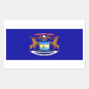 Rechthoekige sticker met vlag van Michigan, V.S.A.