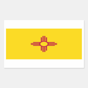 Rechthoekige sticker met vlag van New Mexico, VS.