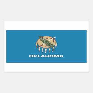 Rechthoekige sticker met vlag van Oklahoma, VS.
