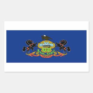Rechthoekige sticker met vlag van Pennsylvania