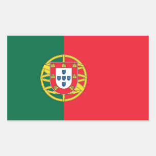 Rechthoekige sticker met vlag van Portugal