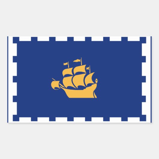 Rechthoekige sticker met vlag van Quebec City, Can (Voorkant)