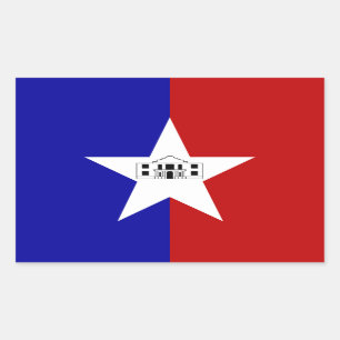 Rechthoekige sticker met vlag van San Antonio
