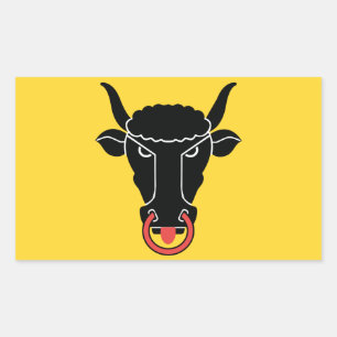 Rechthoekige sticker met vlag van Uri, Zwitserland